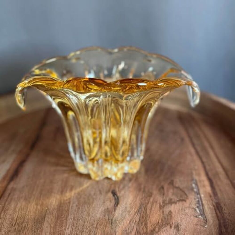 Vintage Teleflora Champagne Gold Glass Vase